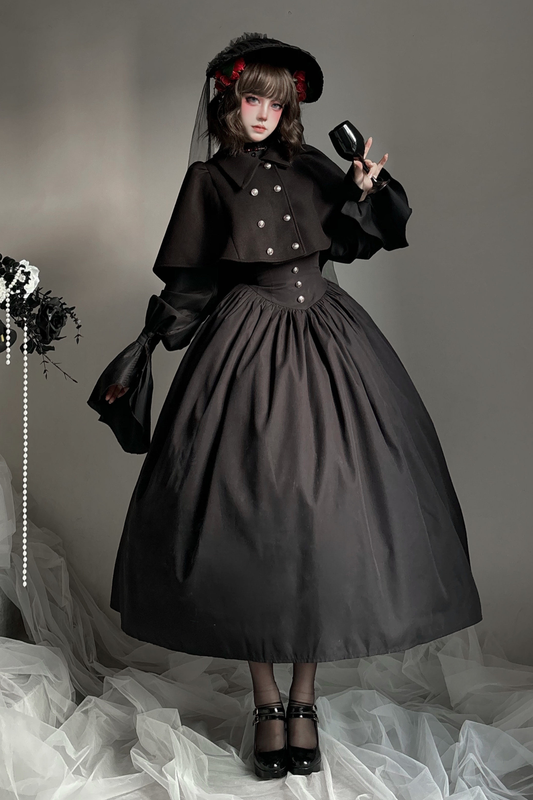 Gothic Lolita Cape + Shirt + Skirt + Ribbon + Bonnet