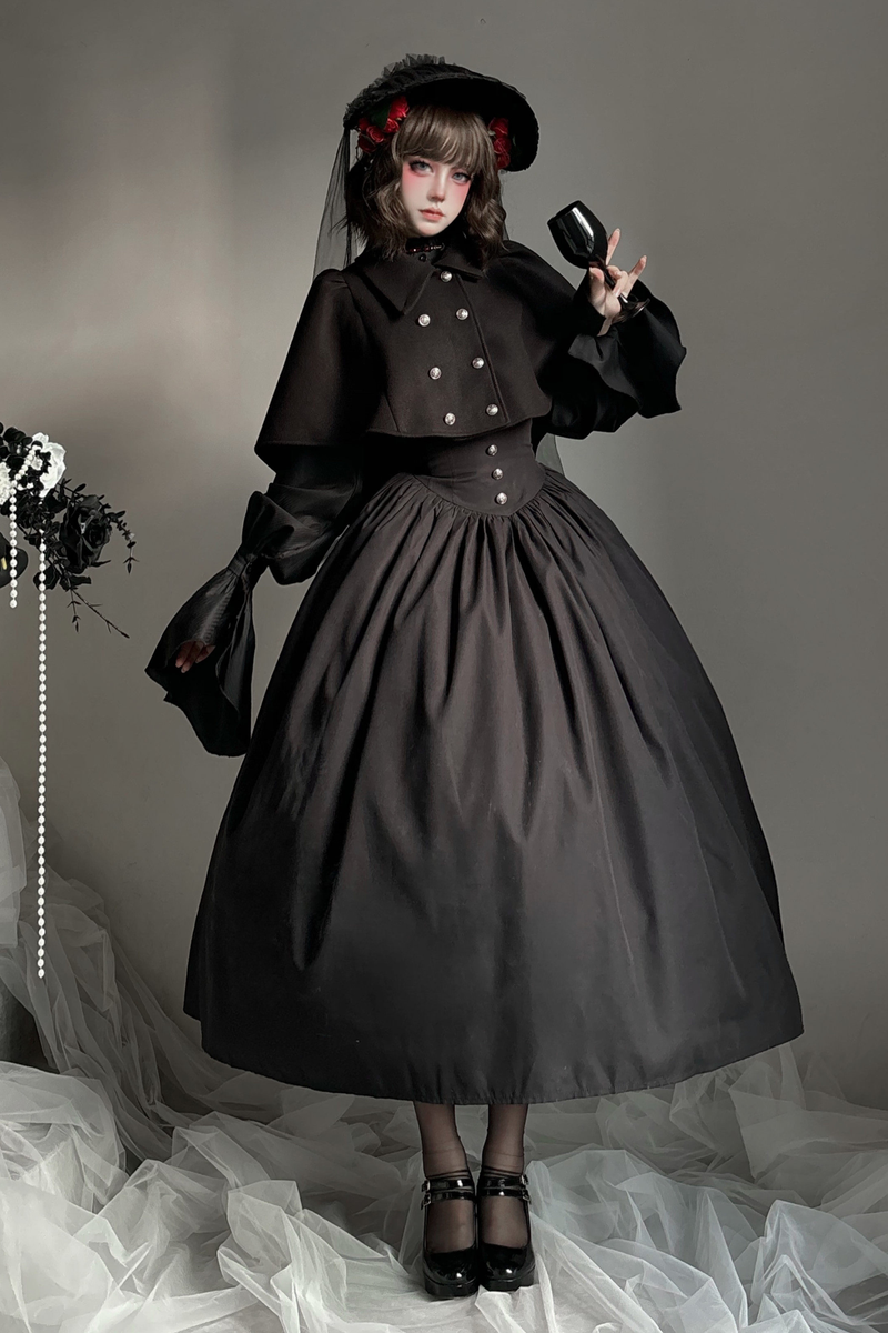 Gothic Lolita Cape + Shirt + Skirt + Ribbon + Bonnet