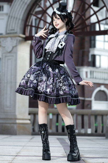 Night Alice Magic Theater Lolita Skirt + Shirt + Short Jacket