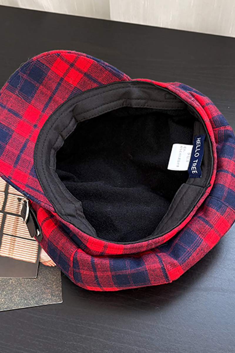 Red Plaid Cat Ear Beret