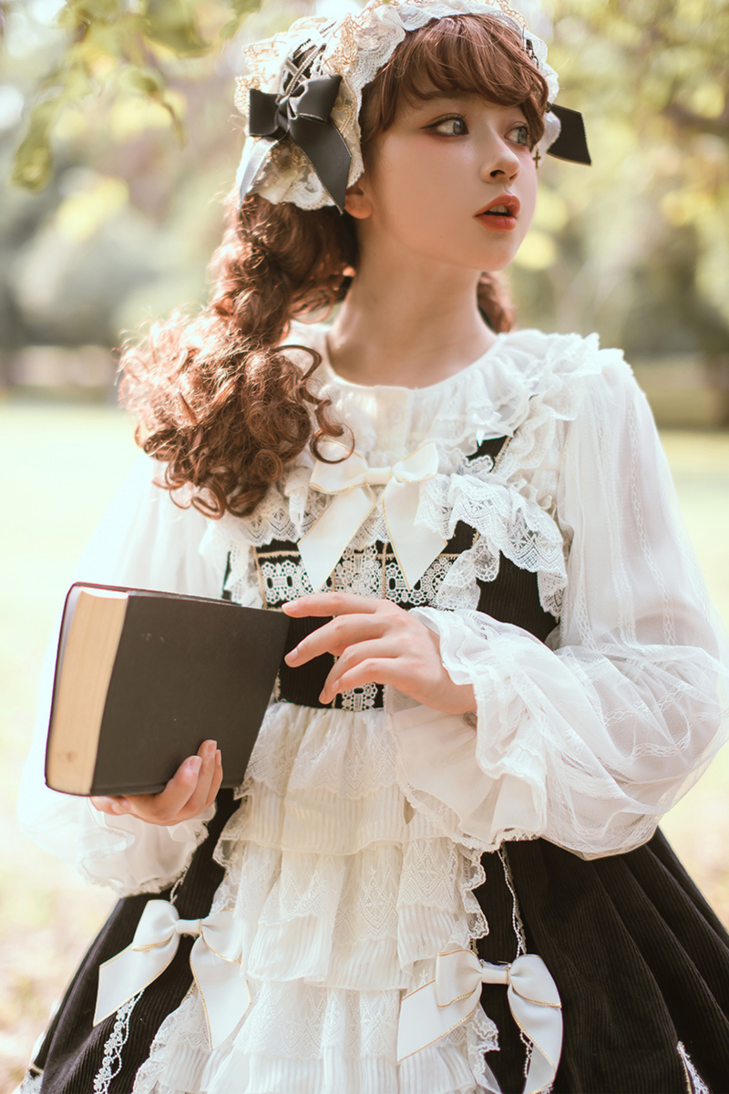 Gothic Doll Lace Jumperskirt + Baby Cap + Hairband + Shawl