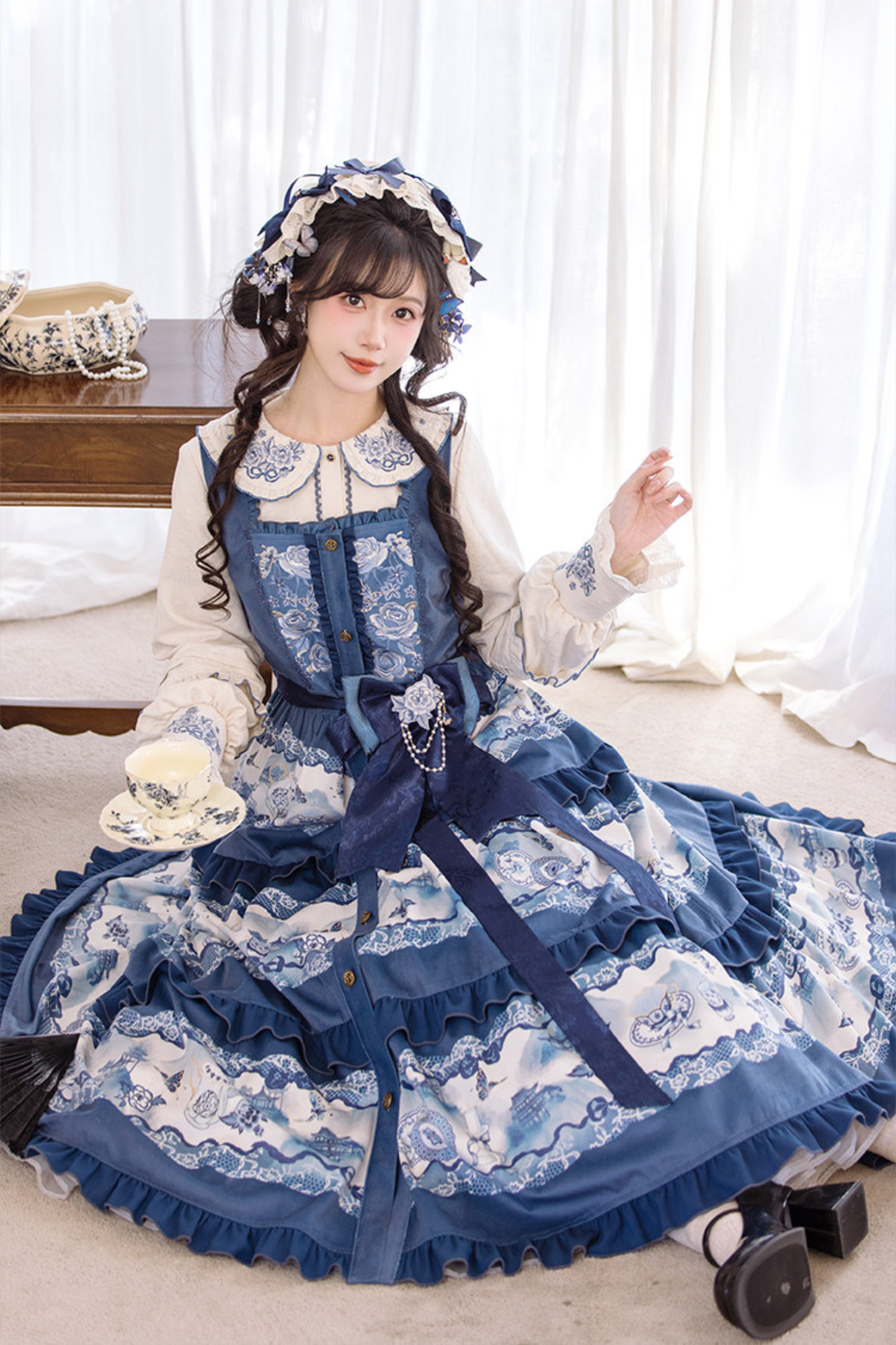 Snow Covered Celadon Vest Dress + Cloak + Shirt