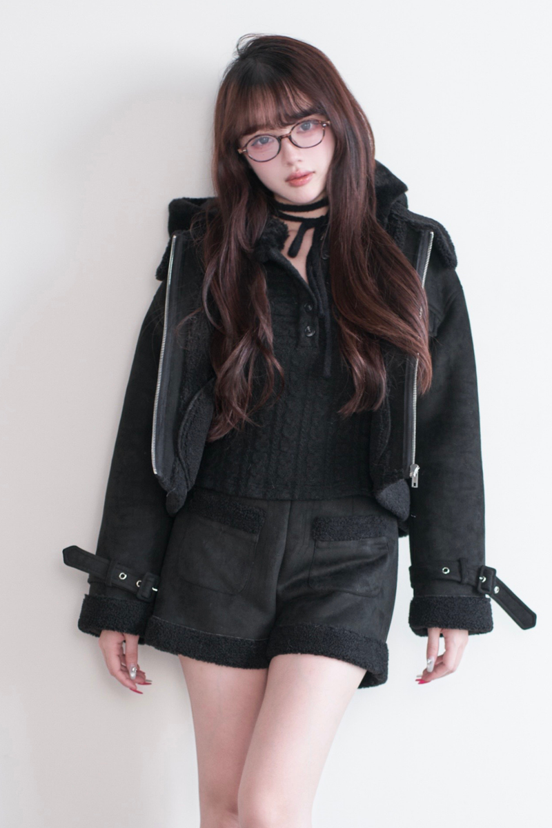 Fur Short Coat + Shorts
