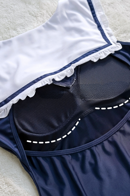 Ruffled Sailor School Swimsuit