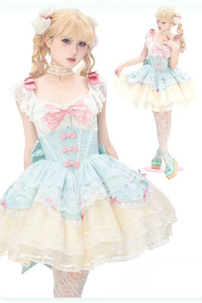 Sweet Mint Pink Lace Lolita Dress