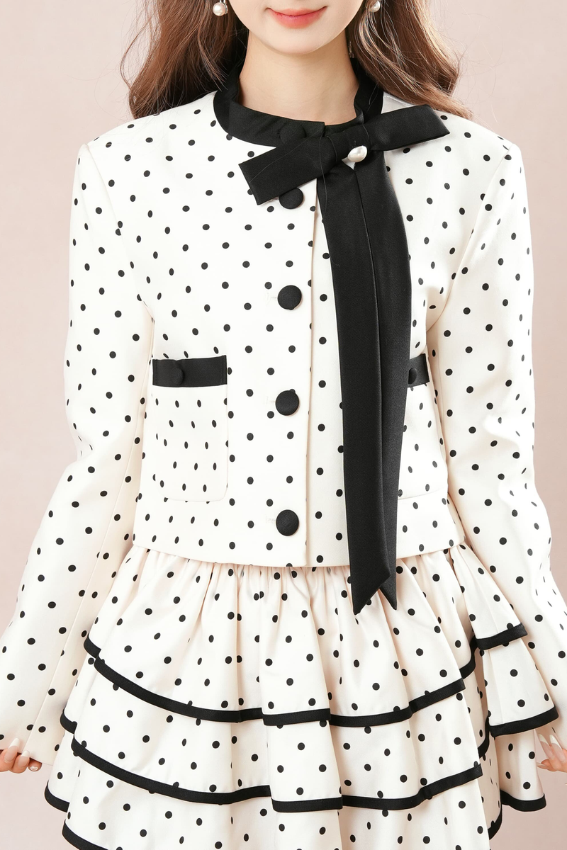 French Dot Jacket + Tiered Skirt
