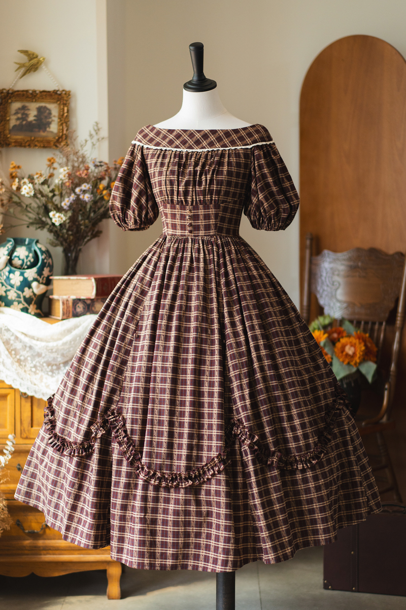 Forest Ward Retro Plaid Lolita Dress + Petticoat