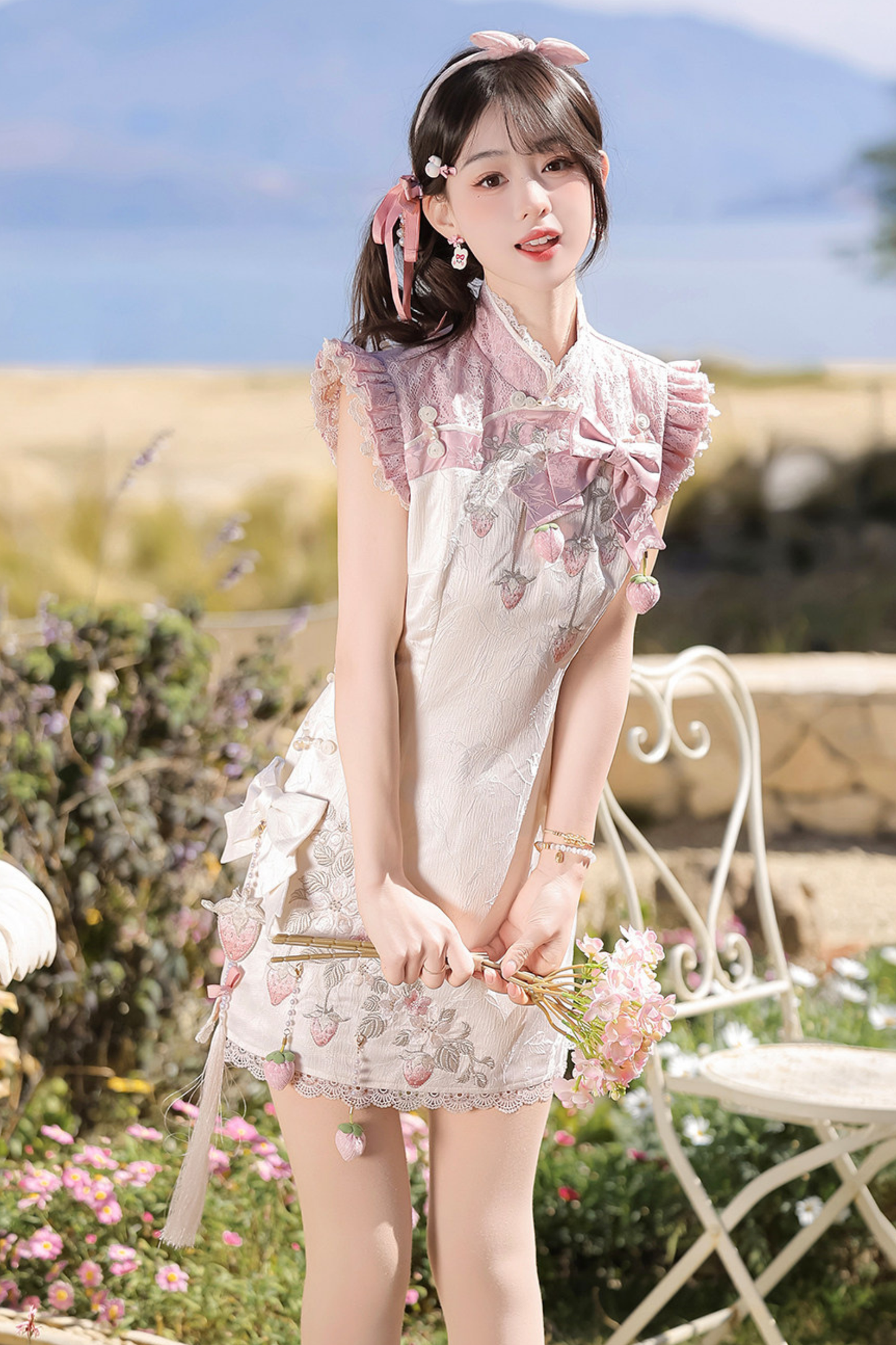 Strawberry Sweet Chinese-style Sleeveless Dress