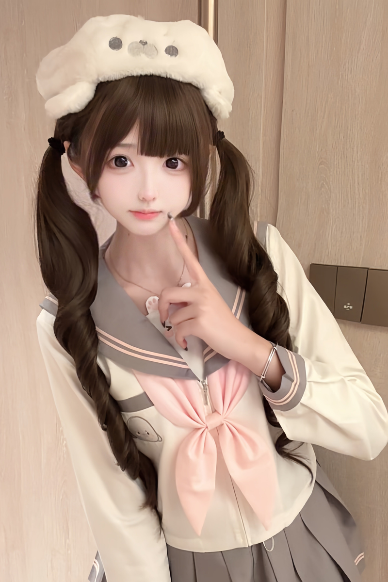 Sweet Girly Sailor Top + Skirt + Ribbon + Brooch