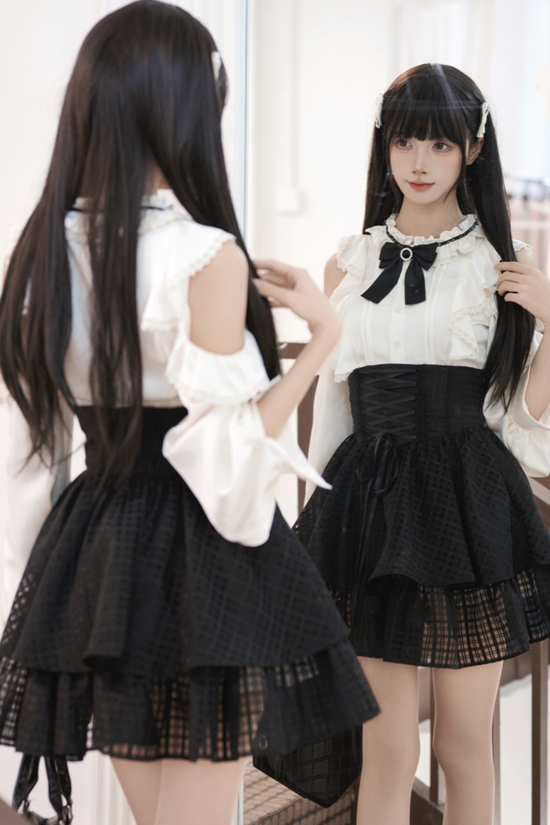 Lace Trim Shirt + Skirt