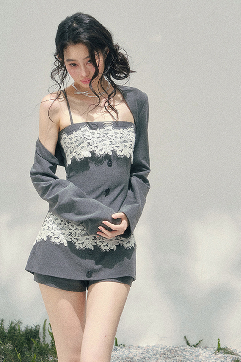 Lace Camisole Top + Shawl + Culottes