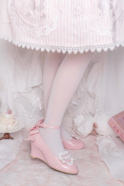 Retro Polka Dot Heart Lolita Sweet Shoes