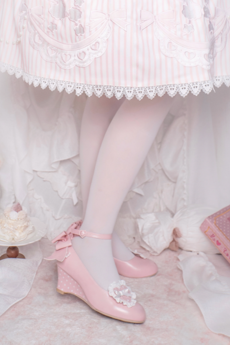 Retro Polka Dot Heart Lolita Sweet Shoes