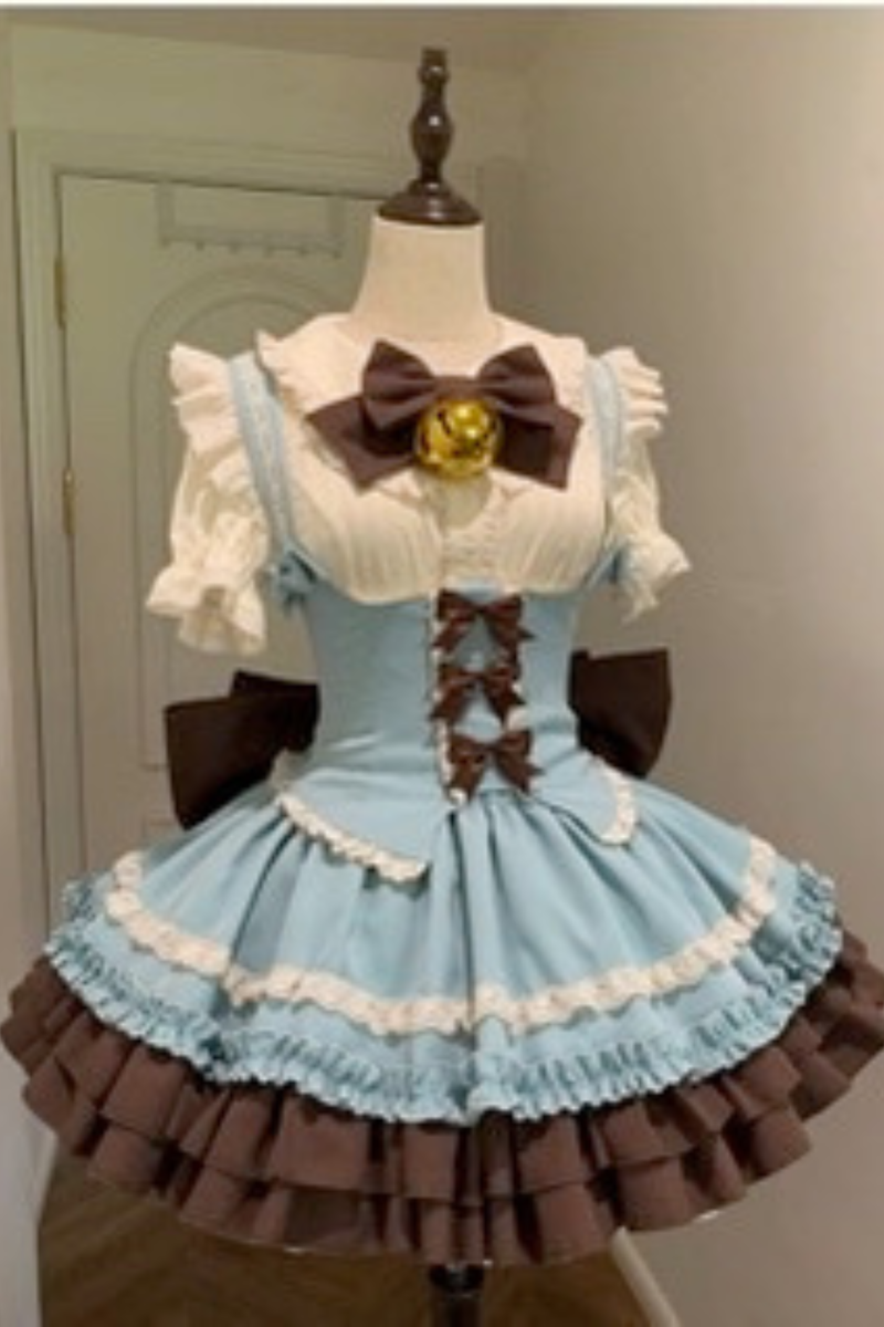 Sweet Cup Ribbon Lolita Skirt + Vest + Shirt + Ribbon + Train