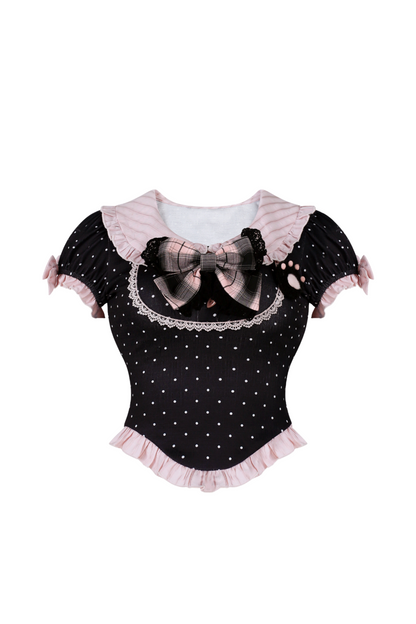 Black Cat Maid Dot Top + Suspender Skirt + Petticoat