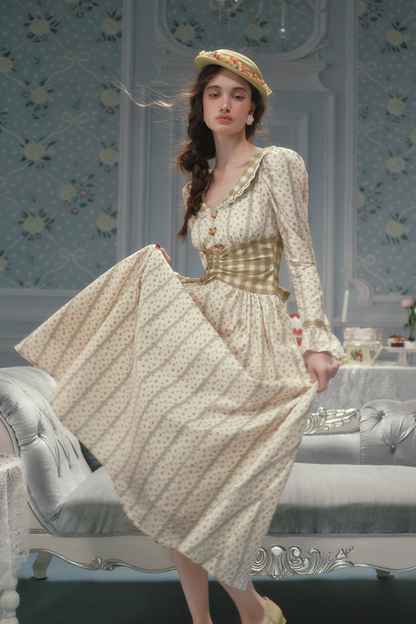 Retro Lace Maid Cotton Dress