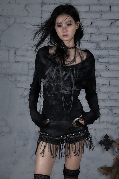 Dark Punk One Shoulder Top