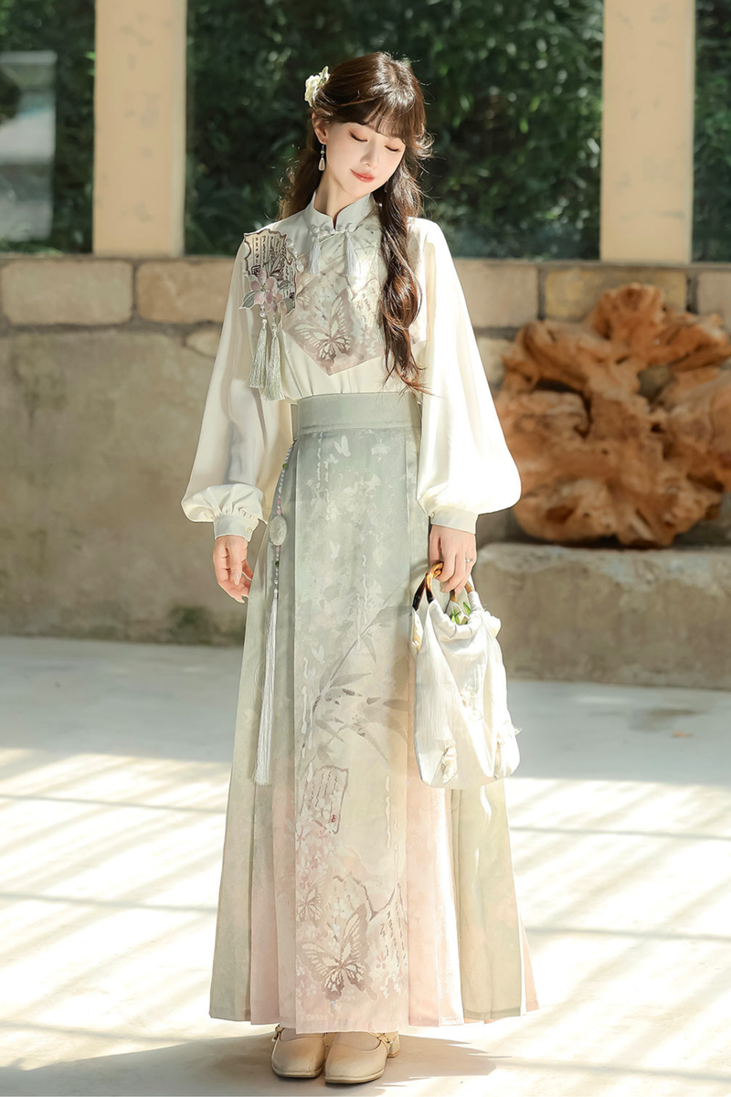 Retro China Top + Long Skirt