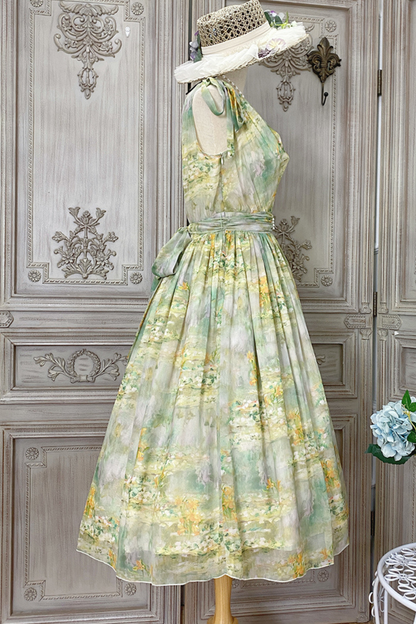 Marble Resort Chiffon Print Dress