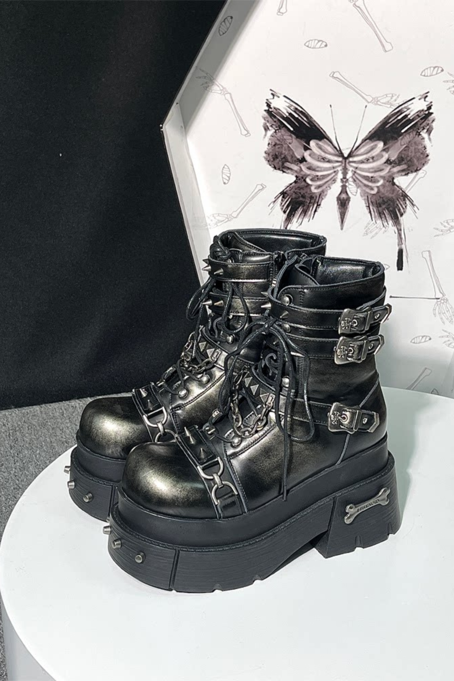 Leather Punk Platform Boots