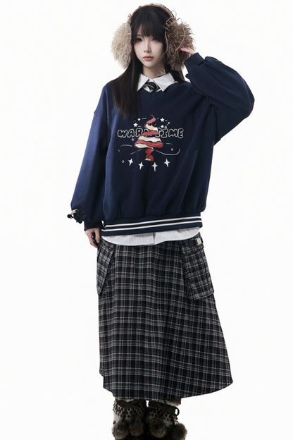Christmas Hooded Coat + Shirt + Sweatshirt + Long Skirt + Pants