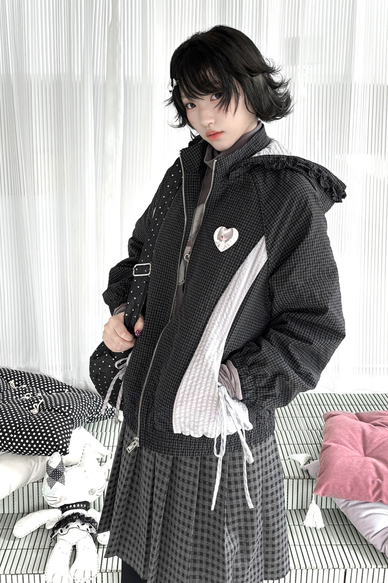 Animal Doll Print Top + Pleated Skirt + Wide Pants + Jacket
