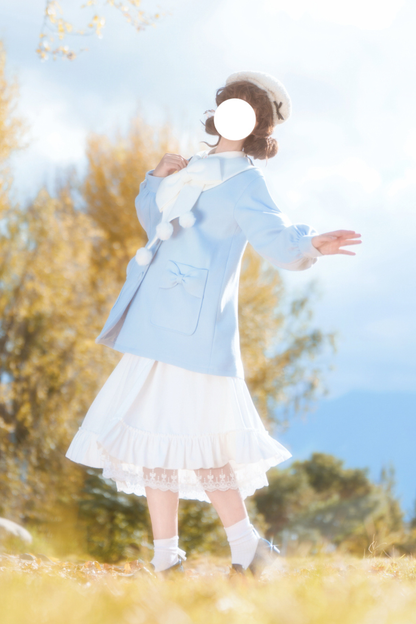 Heart Single Breasted Loose Wool Coat + Skirt