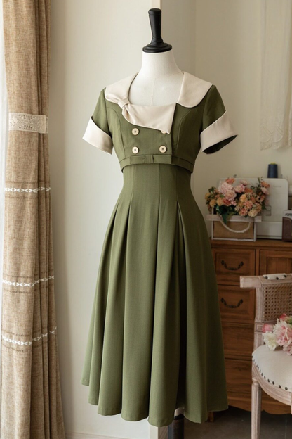 French Retro Flare Dress + Short Jacket