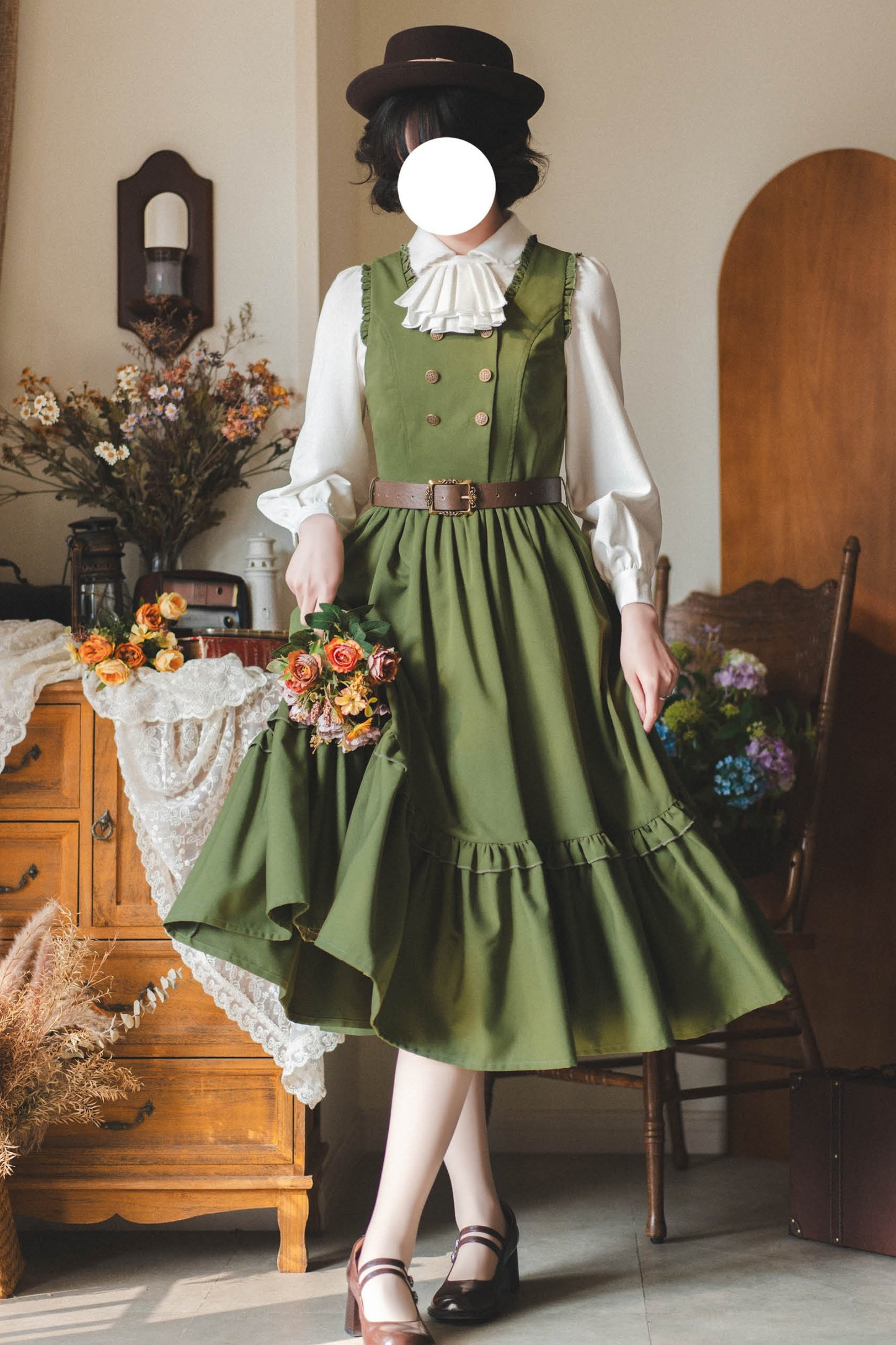 Retro Waist Cinching Blouse