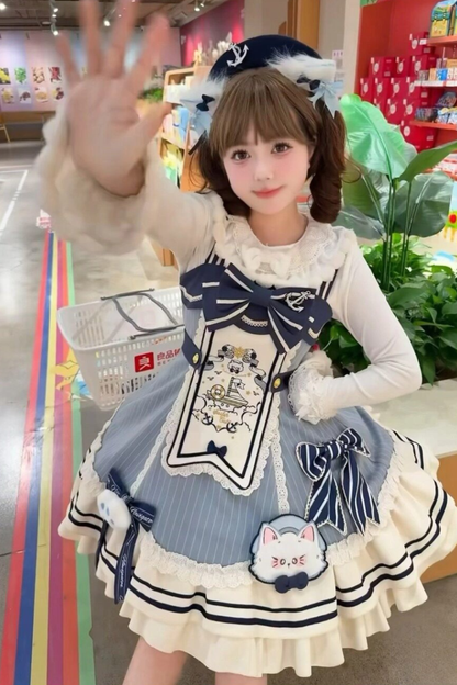 Candy Sailor Jacket + Jumper Skirt + Cat Hat + Headband