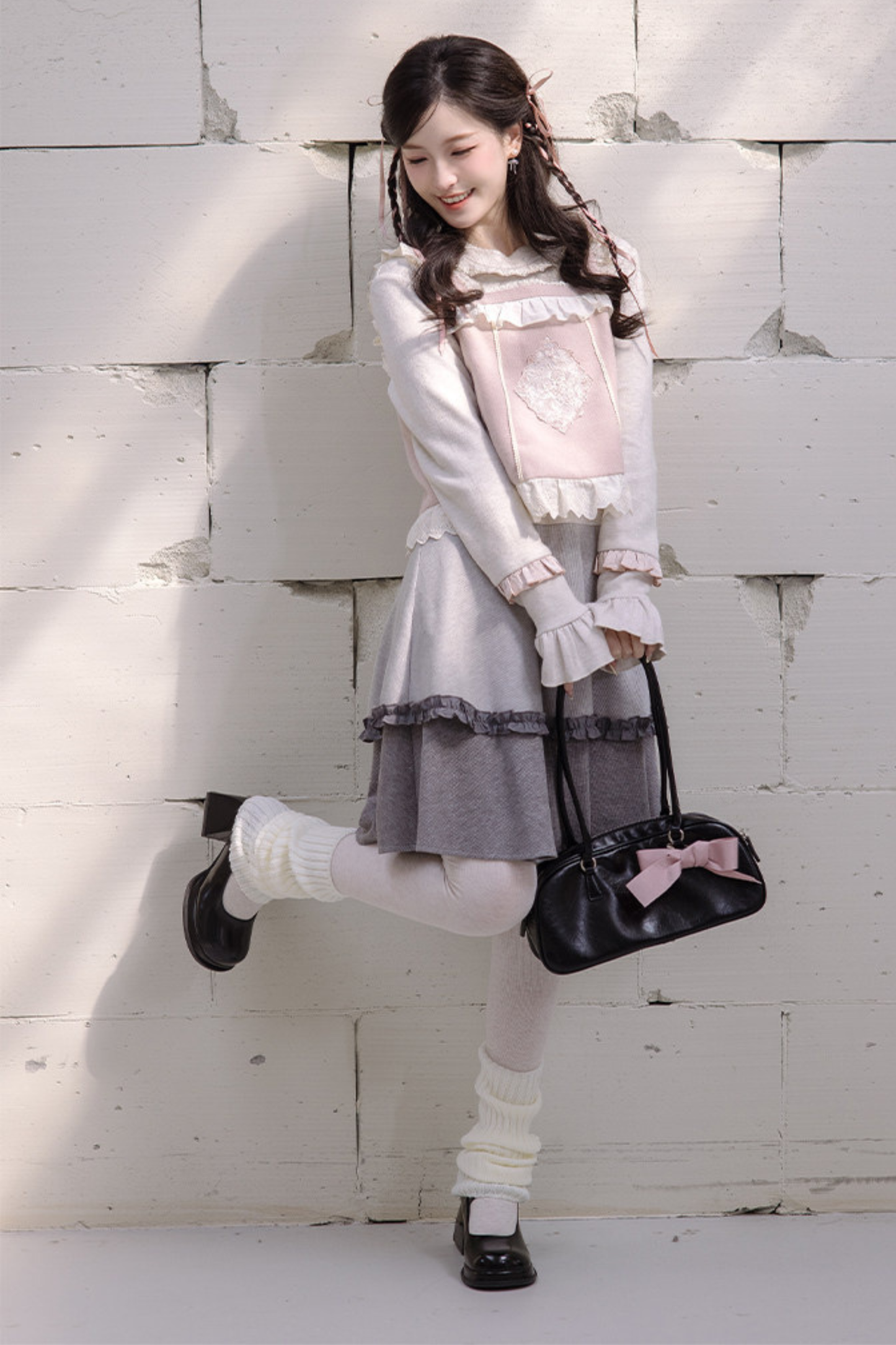 Ballet Tiered Knit Dress + Vest