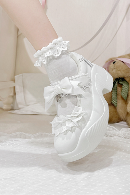 Sweet Girly Lace Ribbon Sneakers