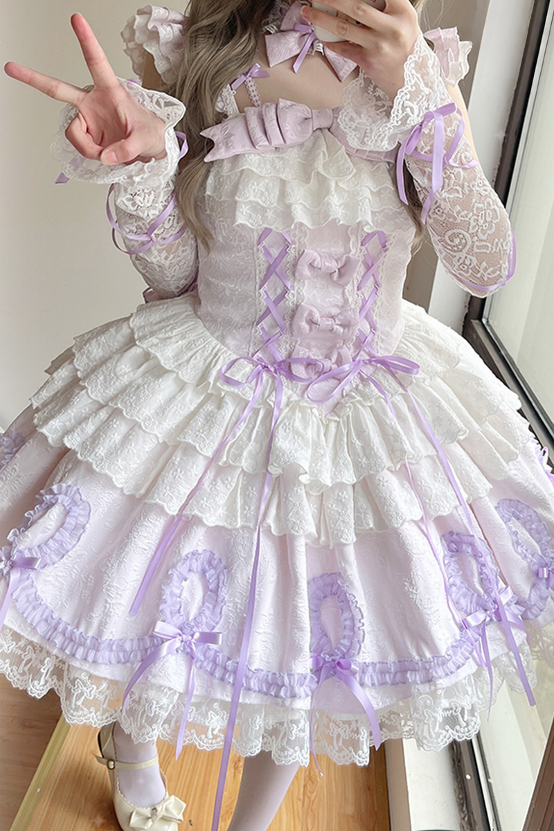 Butterfly Princess Lolita Dress + Petticoat + Clip + Ruffle Sleeve Shirt