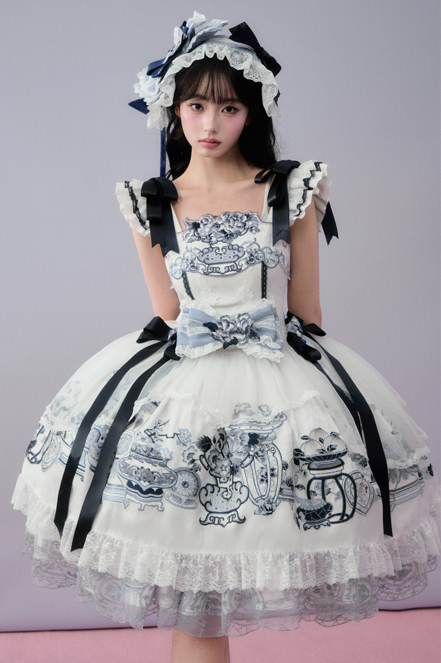 Chinese-style Design Flutter Sleeve Lolita Dress + Ribbon