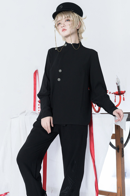 Retro Mode Stand Collar Blouse