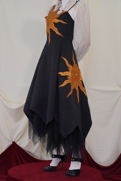 Sunflower Straps Slim Swing Retro Dress