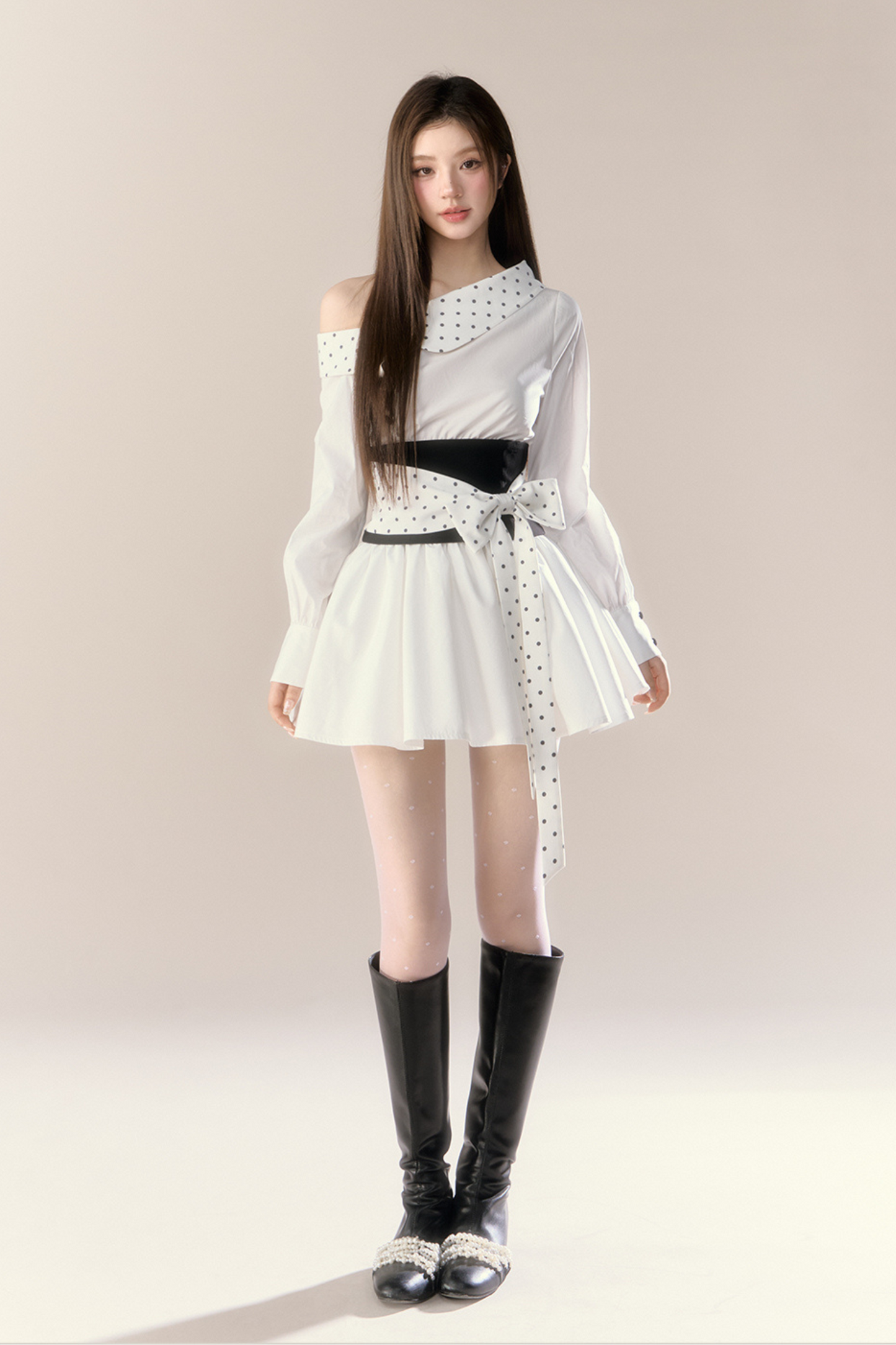 Heartbeat Signal Off Shoulder Shirt Dress