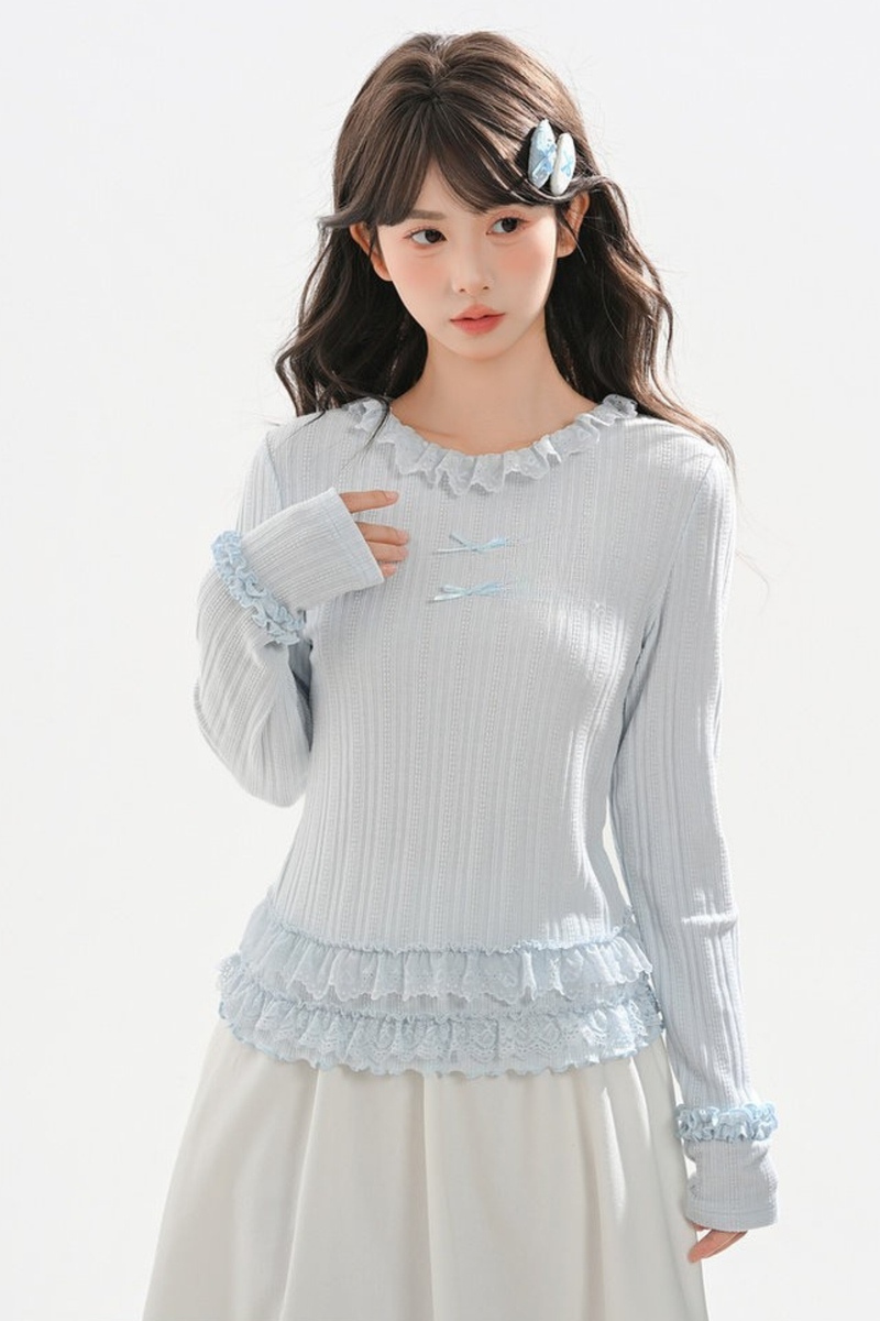 Ribbon Ruffle Slim Top