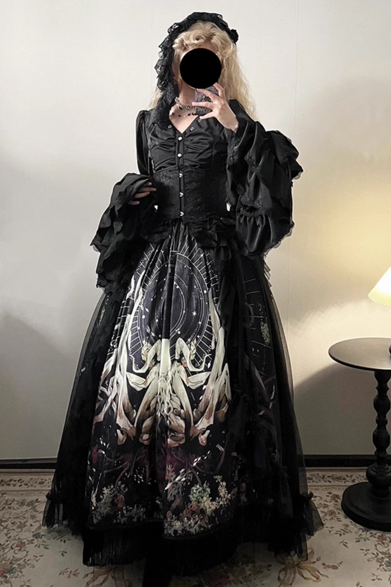 Cthulhu Gothic Dark Lolita Shirt + Skirt + Tail + Corset