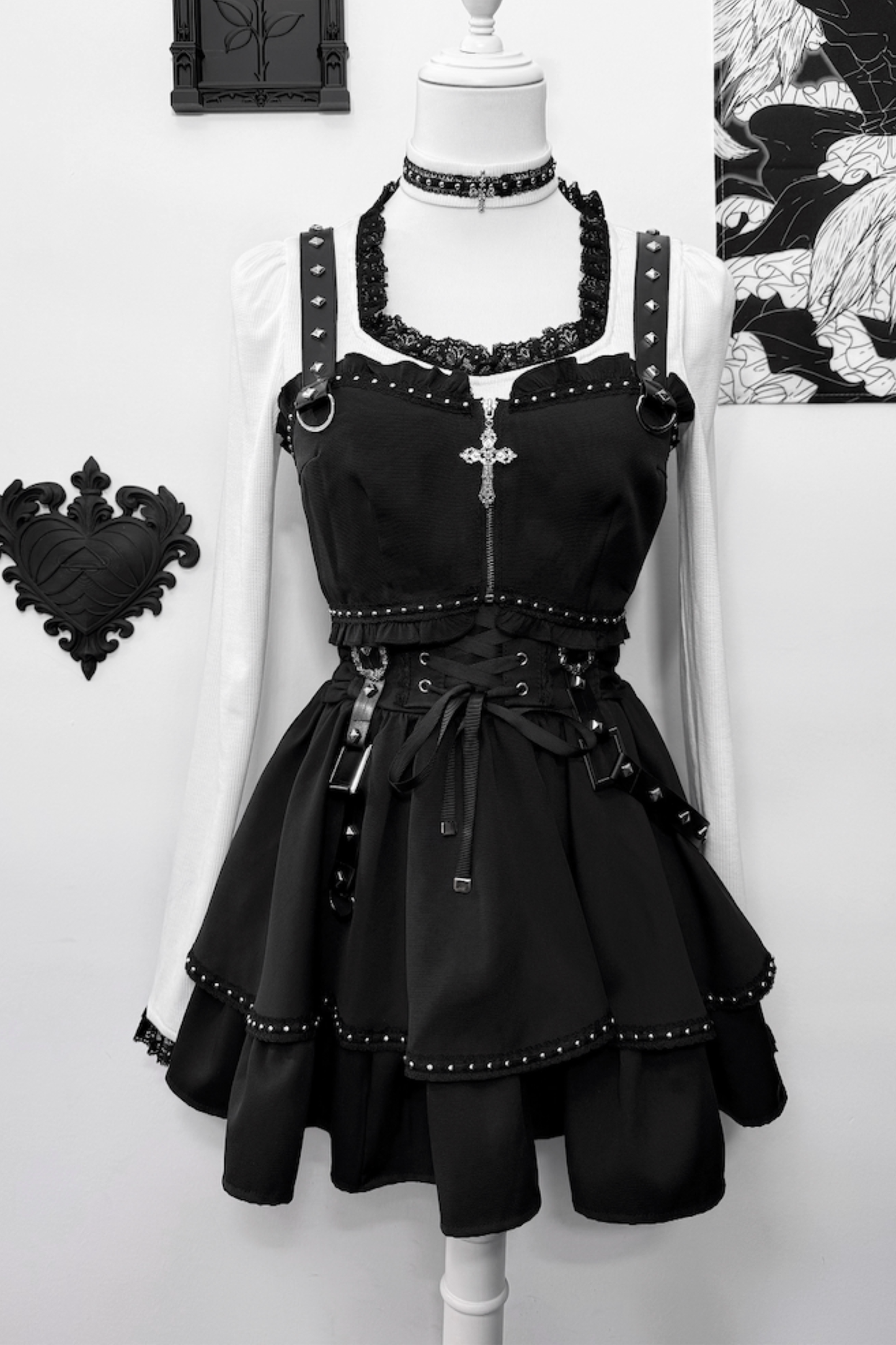 Dark Galaxy Lace Gothic Top + Skirt
