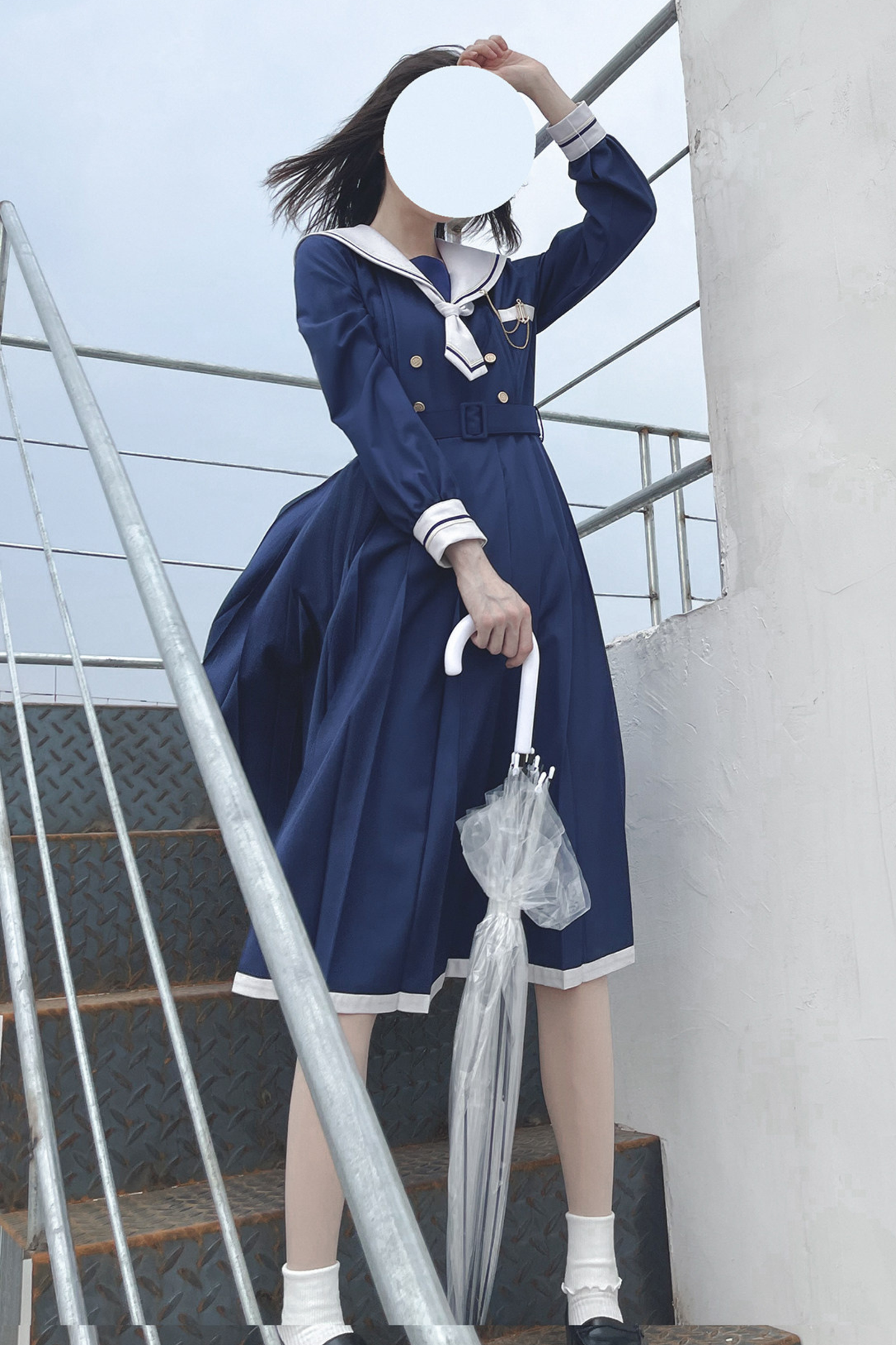 Retro College Sweet Sailor Dress + Tie + Brooch