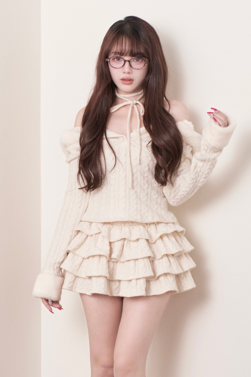 Cable Knit Top + Tiered Skirt