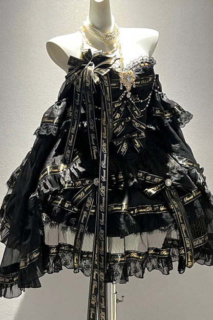 Golden Gothic Dress + Choker + Sleeve + Badge