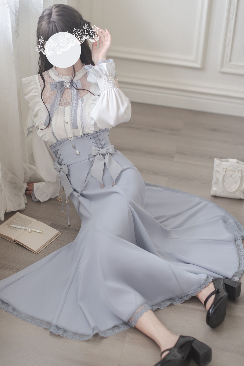 Off Shoulder Design Shirt + Mermaid Skirt