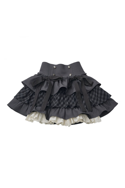 Off Shoulder Hoodie Top + Ruffled Top + Tiered Skirt + Camisole