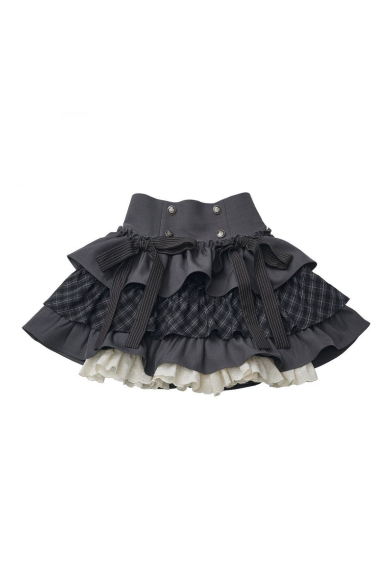 Off Shoulder Hoodie Top + Ruffled Top + Tiered Skirt + Camisole