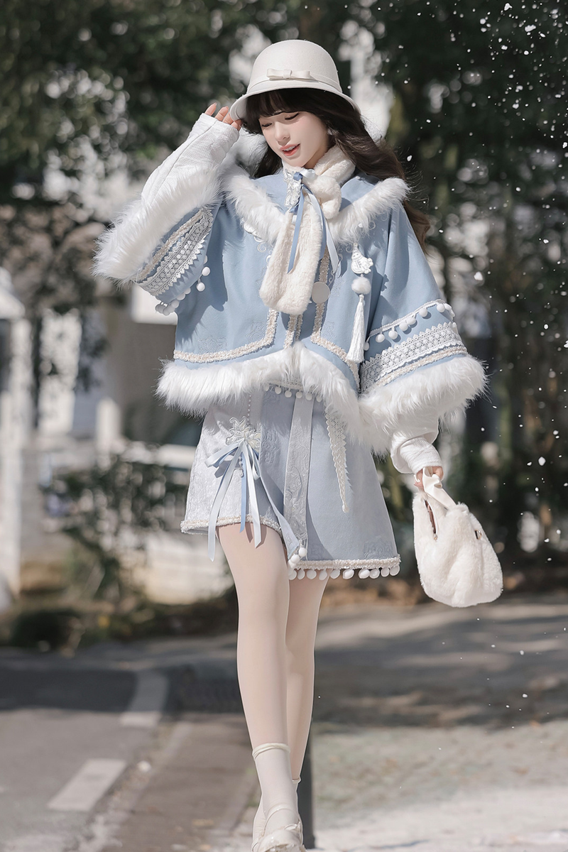 China Snow Lolita Jacket + Top + Skirt + Scarf