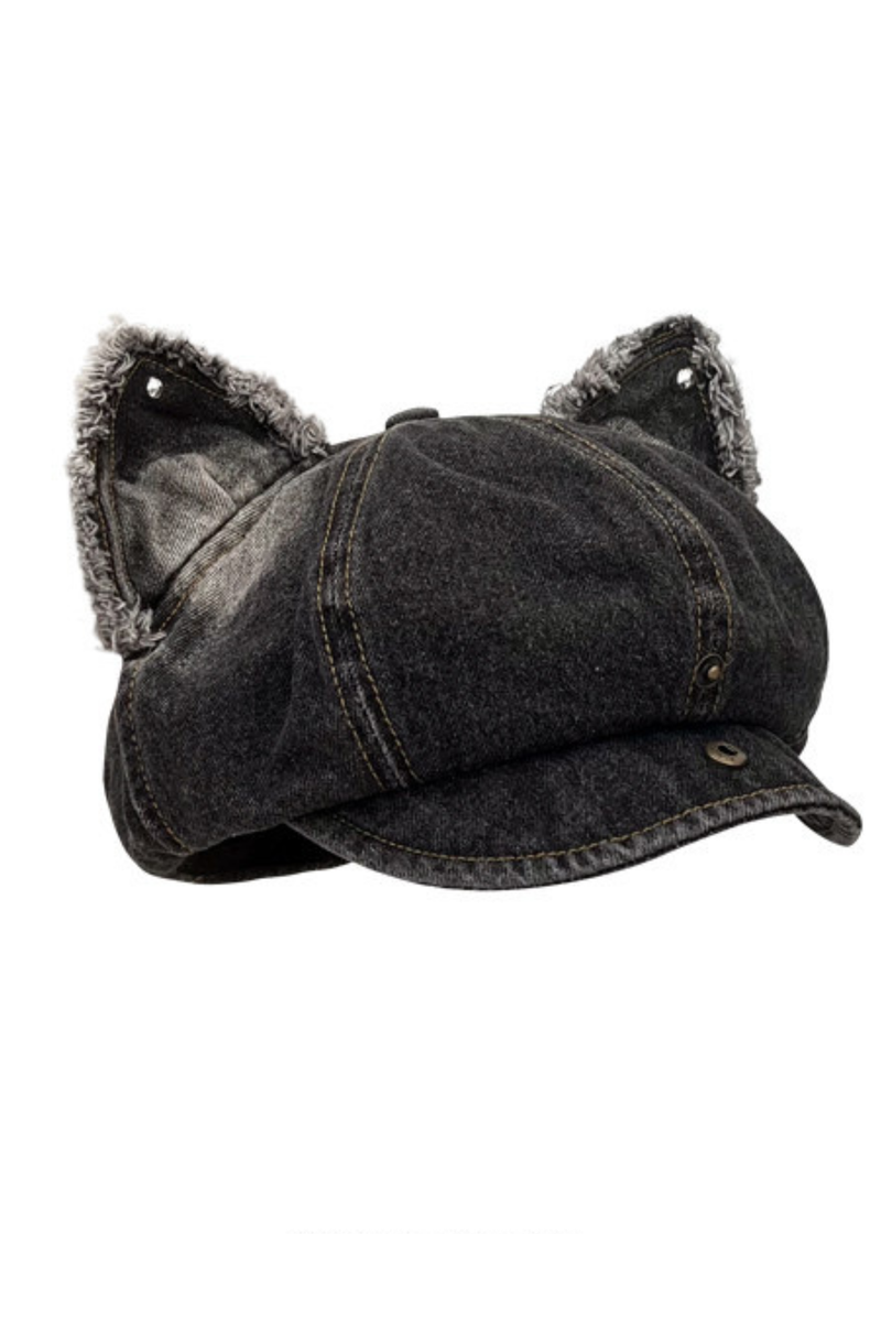 Denim Cat Ear Beret