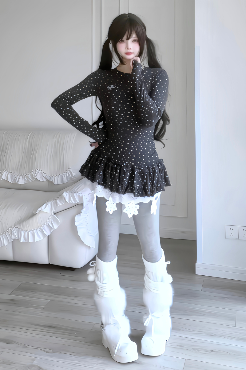 Y2k Dot Ruffle Top