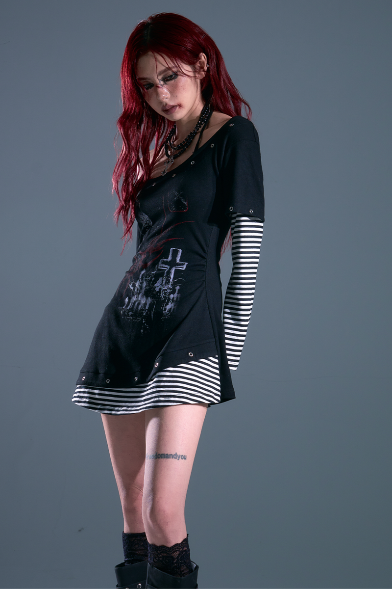Border Punk Patchwork Dress